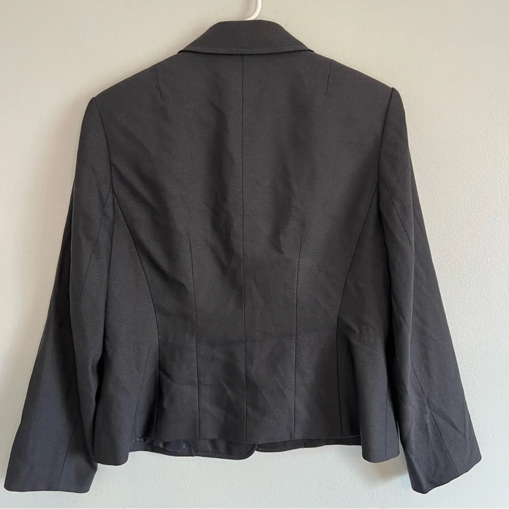 Talbots Womens Wool Silk Lined Blazer Petite Sz 10 Black Office Career Everyday